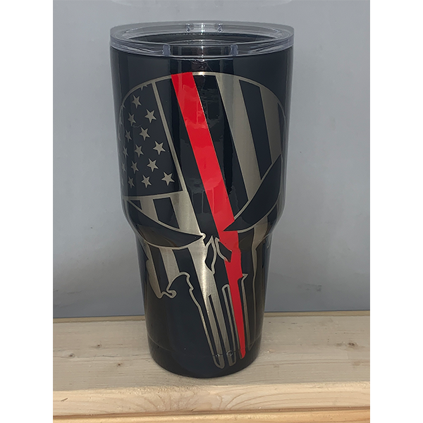 Personalized American Flag Skull Tumbler